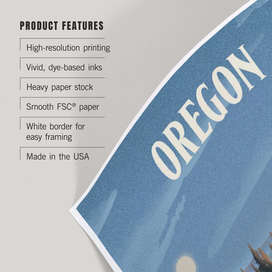 Oregon, Lithograph, Reflection Pond and Bull Moose, Art & Giclee Prints Art Lantern Press 
