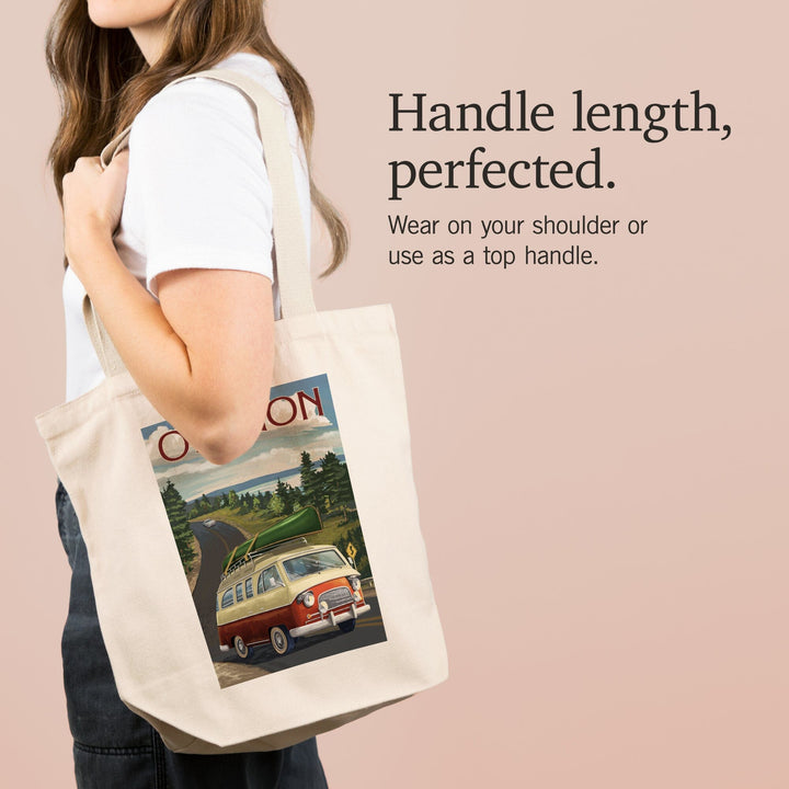 Oregon, LP Camper Van and Lake, Tote Bag Totes Lantern Press 