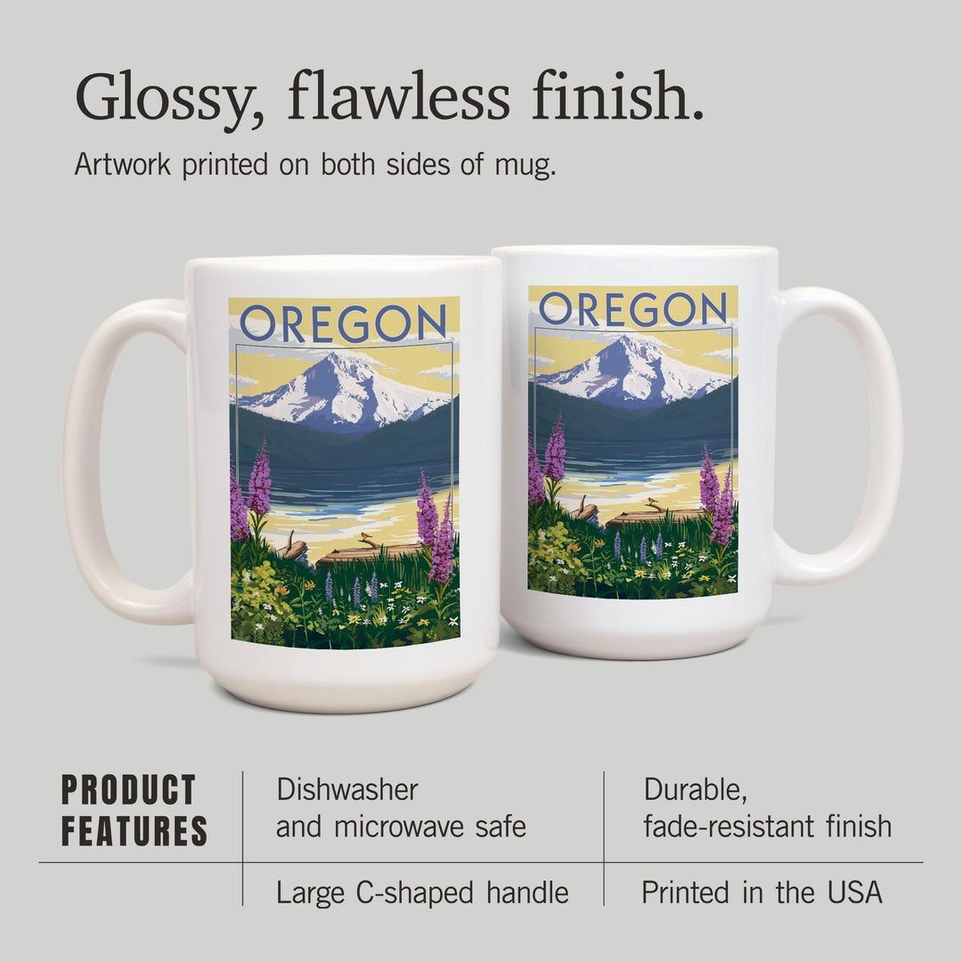 Oregon, Mountain and Lake, Lantern Press Poster, Ceramic Mug Mugs Lantern Press 