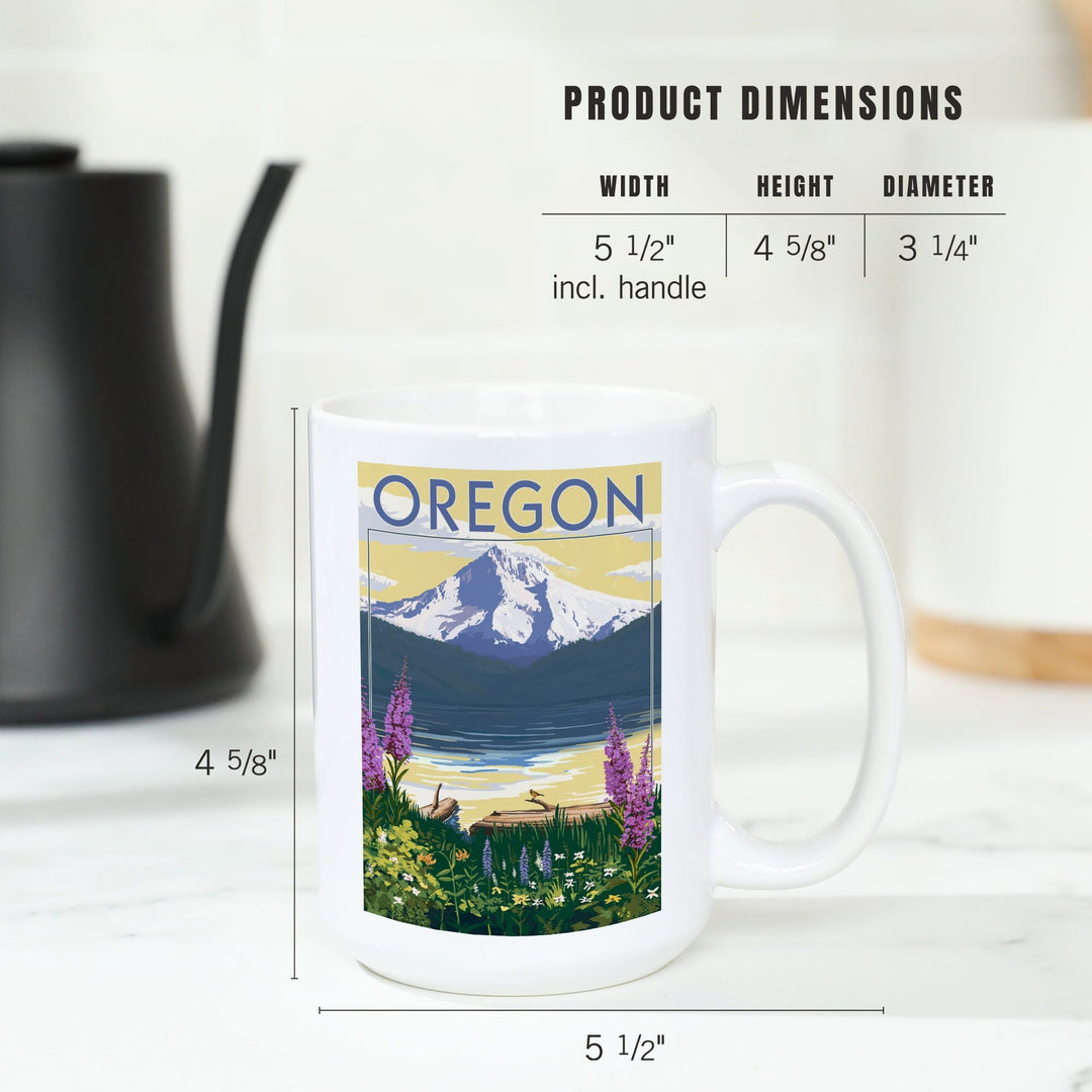 Oregon, Mountain and Lake, Lantern Press Poster, Ceramic Mug Mugs Lantern Press 