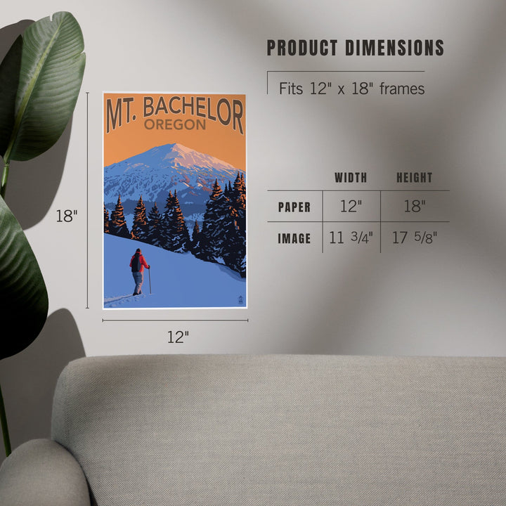Oregon, Mt. Bachelor and Skier, Art & Giclee Prints Art Lantern Press 