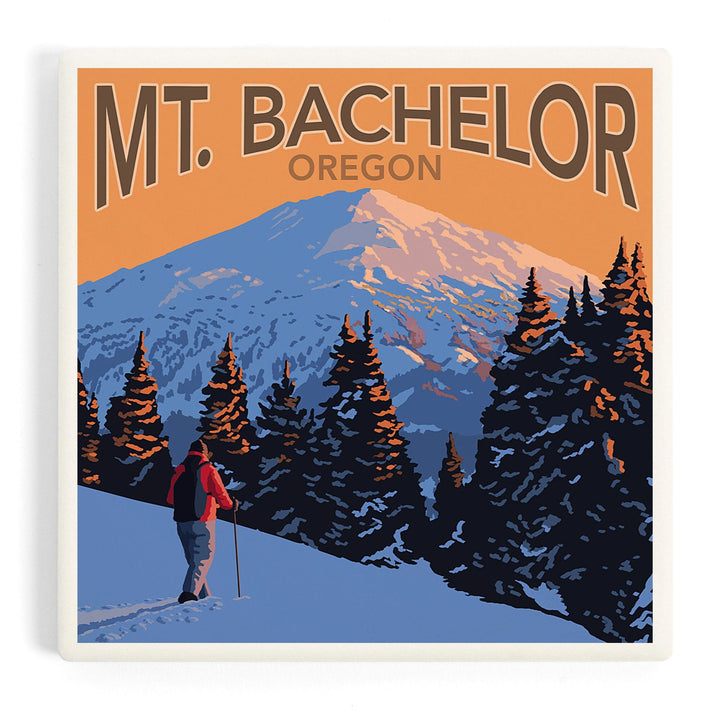 Oregon, Mt. Bachelor and Skier, Coasters Coasters Lantern Press 