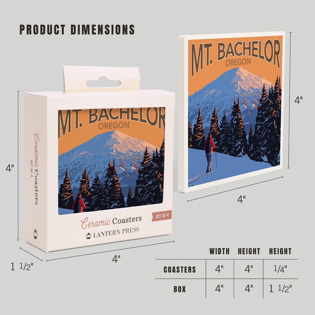Oregon, Mt. Bachelor and Skier, Coasters Coasters Lantern Press 