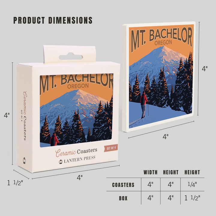 Oregon, Mt. Bachelor and Skier, Coasters Coasters Lantern Press 