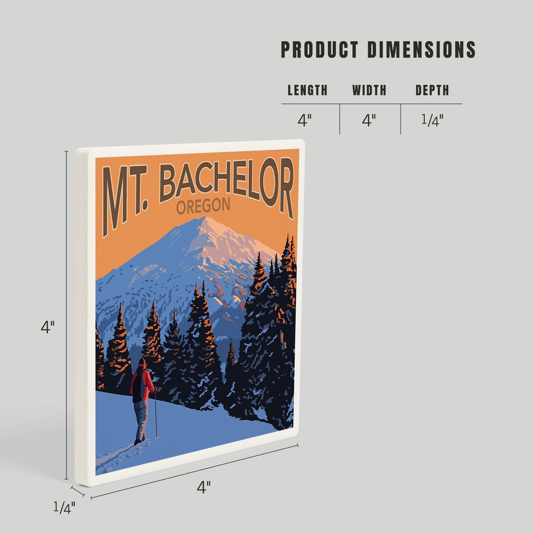 Oregon, Mt. Bachelor and Skier, Coasters Coasters Lantern Press 