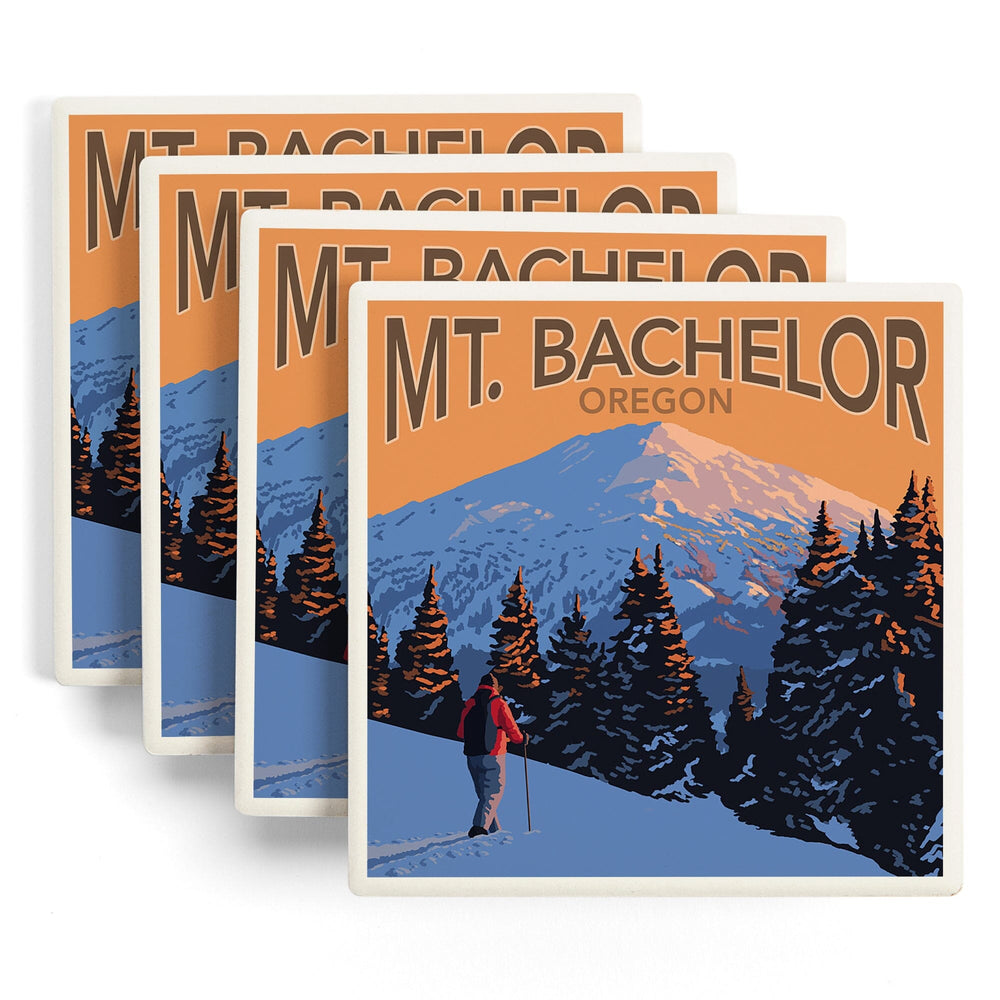 Oregon, Mt. Bachelor and Skier, Coasters Coasters Lantern Press 