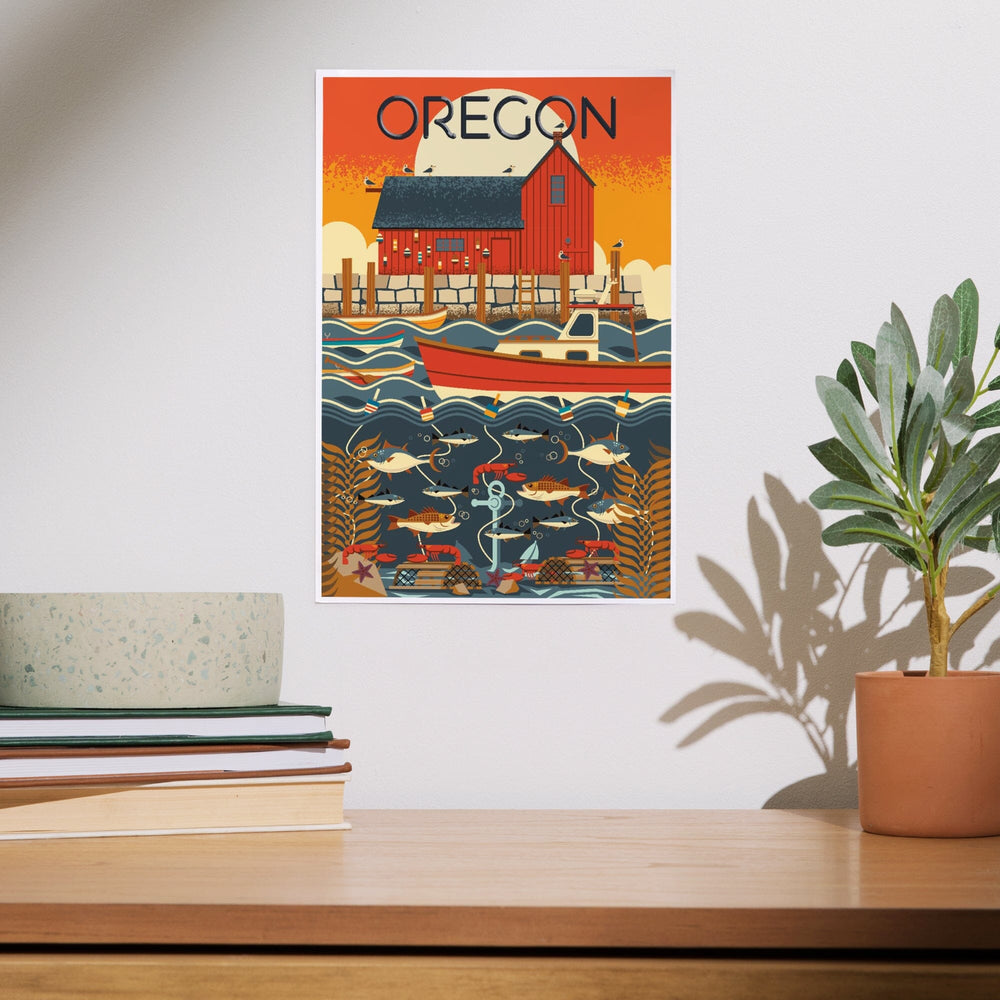 Oregon, Nautical Geometric, Art & Giclee Prints Art Lantern Press 