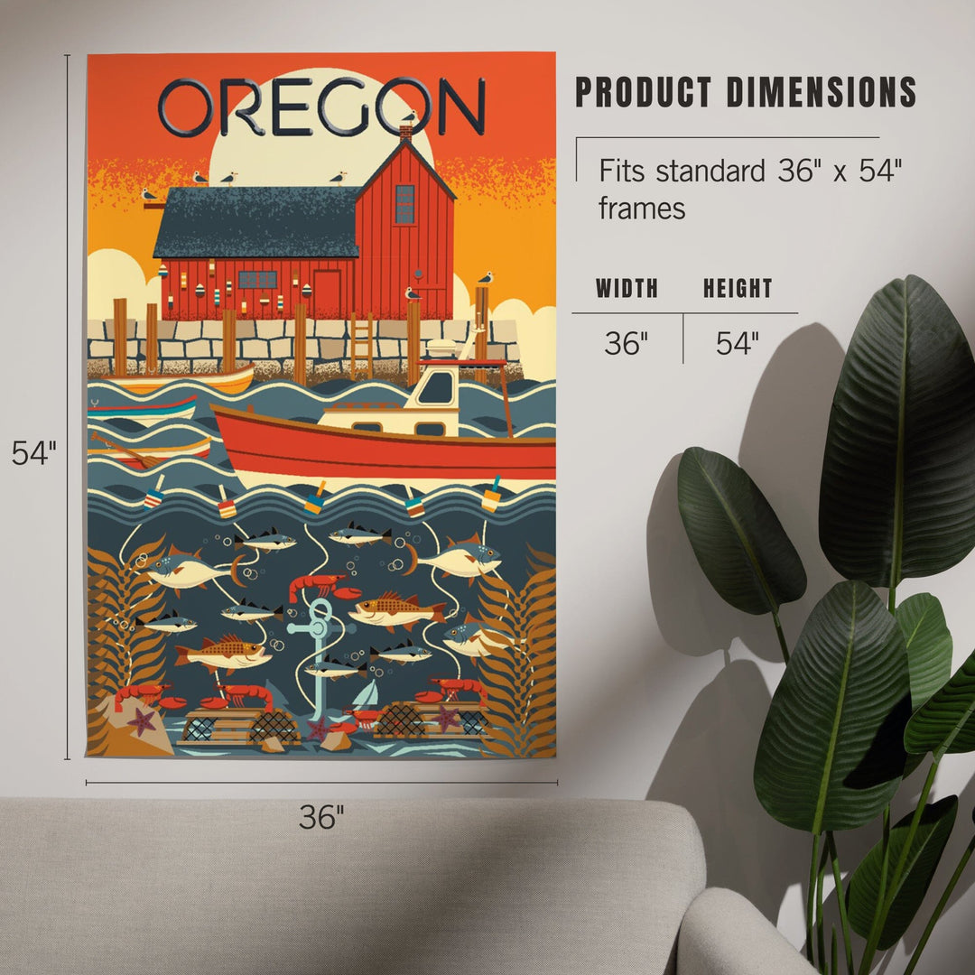 Oregon, Nautical Geometric, Art & Giclee Prints Art Lantern Press 