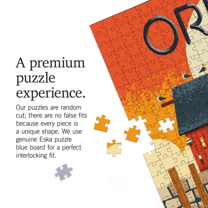 Oregon, Nautical Geometric, Jigsaw Puzzle Puzzle Lantern Press 
