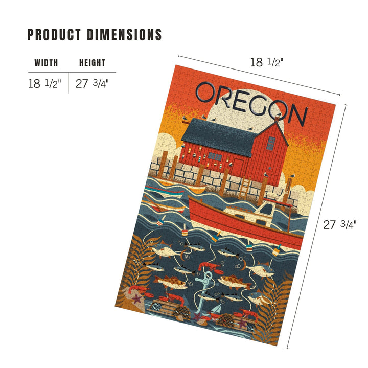 Oregon, Nautical Geometric, Jigsaw Puzzle Puzzle Lantern Press 