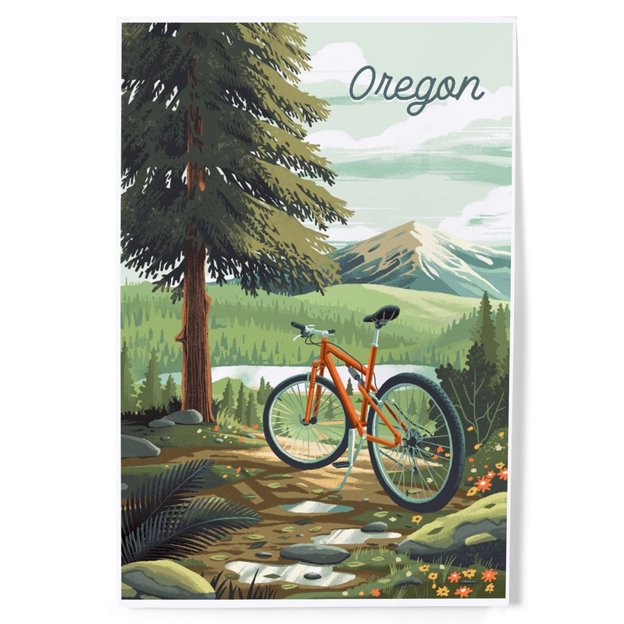 Oregon, Off To Wander, Cycling with Mountains Art Lantern Press 