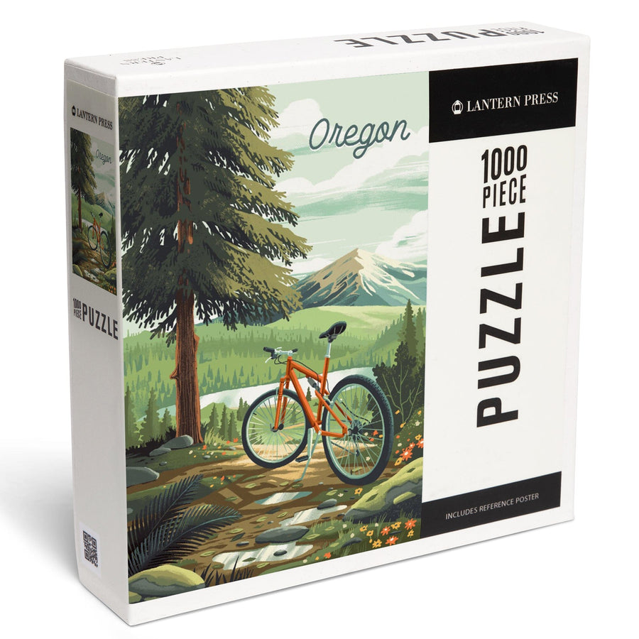 Oregon, Off To Wander, Cycling with Mountains, Jigsaw Puzzle Puzzle Lantern Press 