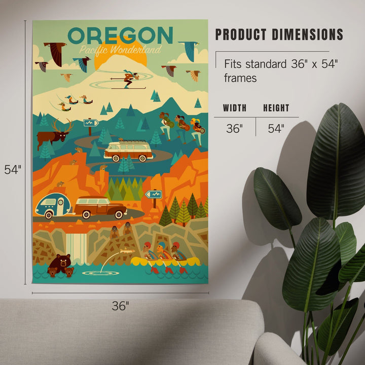 Oregon, Pacific Wonderland, Geometric, Art & Giclee Prints Art Lantern Press 