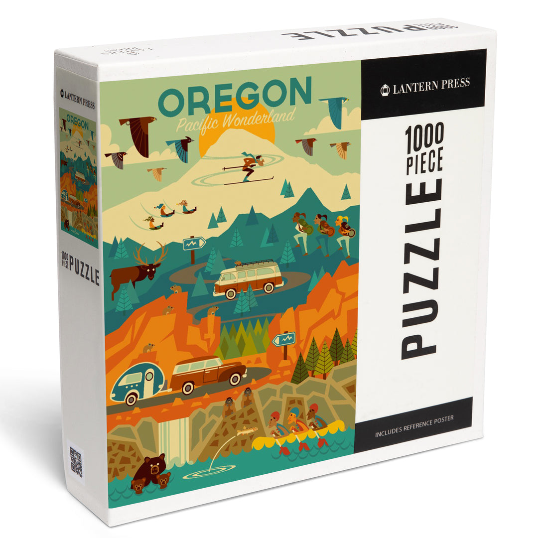 Oregon, Pacific Wonderland, Geometric, Jigsaw Puzzle Puzzle Lantern Press 