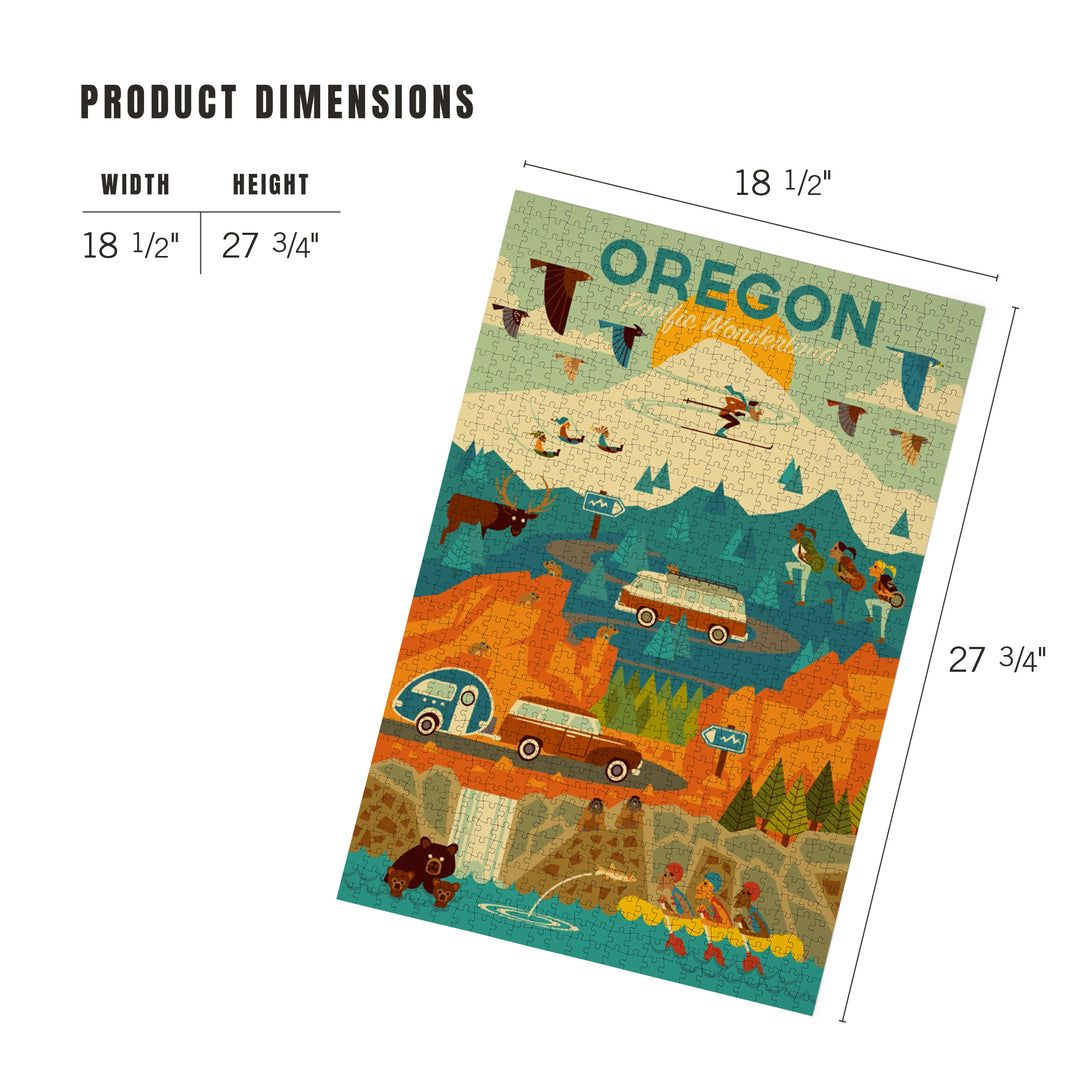 Oregon, Pacific Wonderland, Geometric, Jigsaw Puzzle Puzzle Lantern Press 