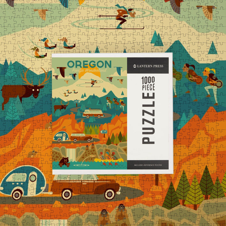 Oregon, Pacific Wonderland, Geometric, Jigsaw Puzzle Puzzle Lantern Press 