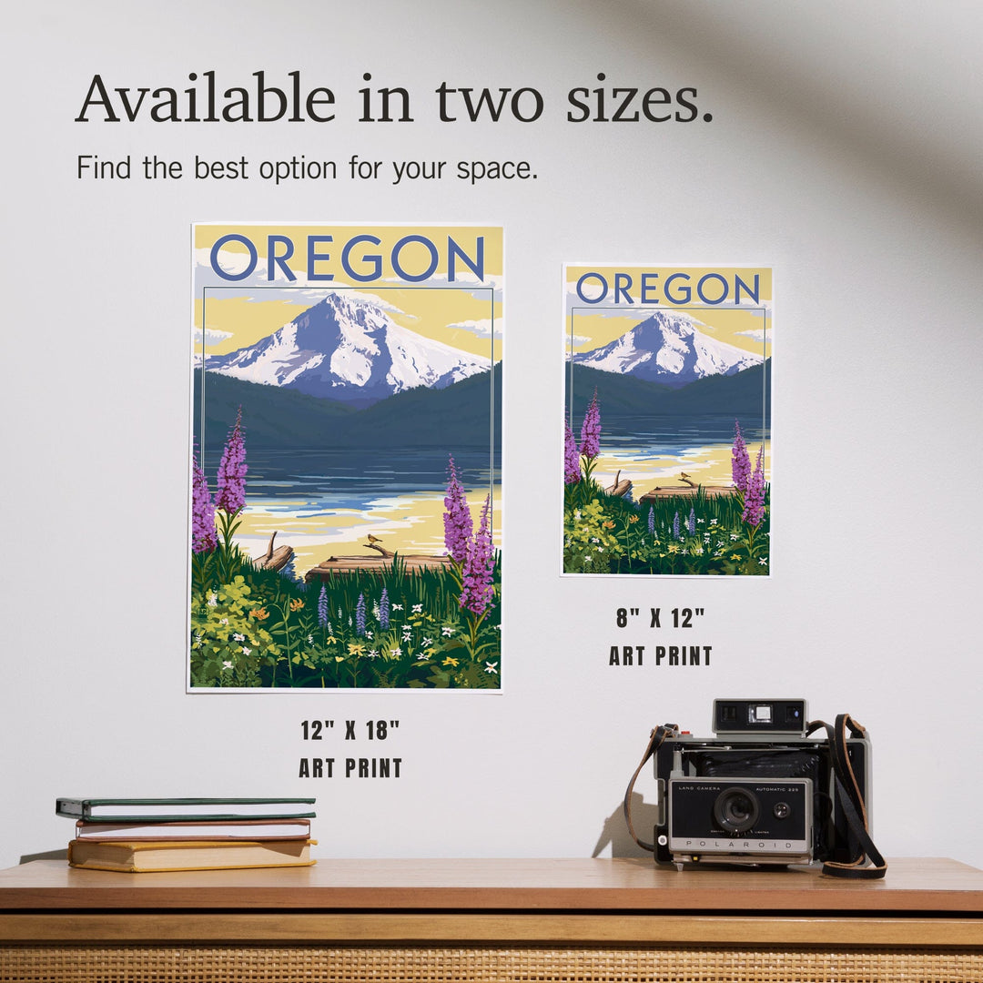 Oregon, Painterly, Mountain and Lake, Art & Giclee Prints Art Lantern Press 