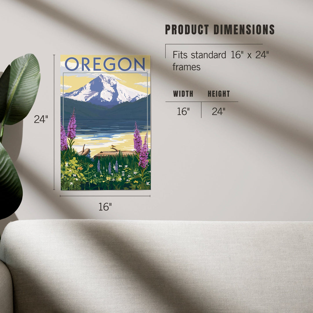 Oregon, Painterly, Mountain and Lake, Art & Giclee Prints Art Lantern Press 