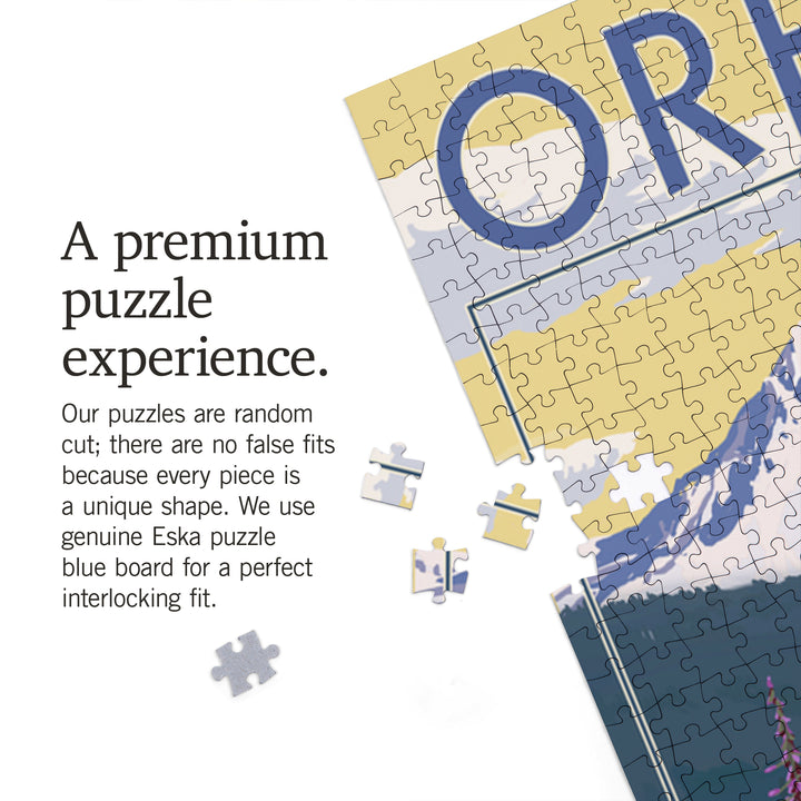 Oregon, Painterly, Mountain and Lake, Jigsaw Puzzle Puzzle Lantern Press 
