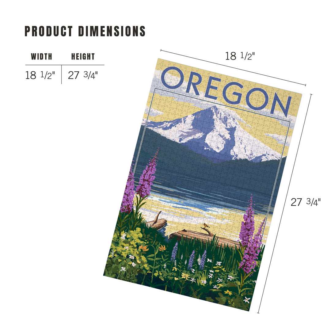 Oregon, Painterly, Mountain and Lake, Jigsaw Puzzle Puzzle Lantern Press 