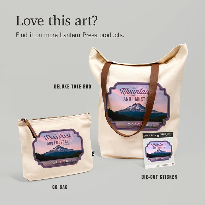 Oregon, Purple Sunset and Peak, The Mountains are Calling, Contour, Vinyl Sticker Sticker Lantern Press 