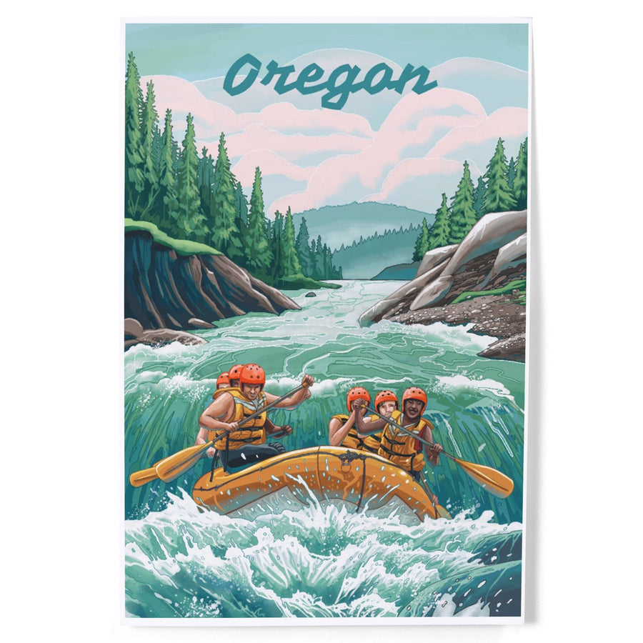 Oregon, Seek Adventure, River Rafting Art Lantern Press 