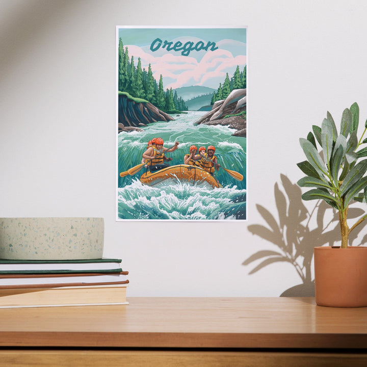 Oregon, Seek Adventure, River Rafting Art Lantern Press 