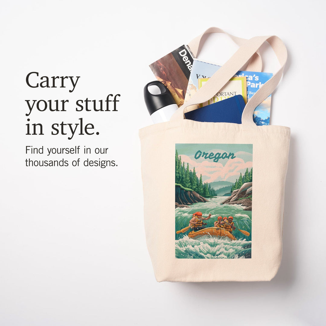 Oregon, Seek Adventure, River Rafting, Tote Bag Totes Lantern Press 