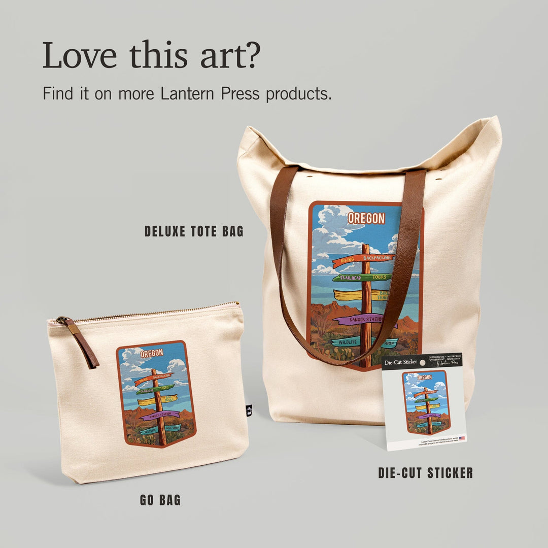 Oregon, Signpost, Desert,, Organic Cotton Zipper Pouch, Go Bag Totes Lantern Press 