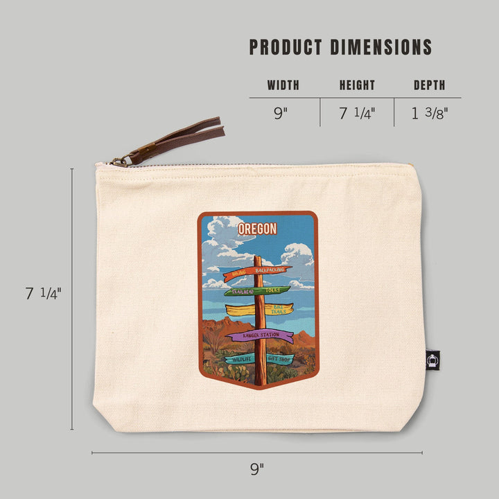 Oregon, Signpost, Desert,, Organic Cotton Zipper Pouch, Go Bag Totes Lantern Press 
