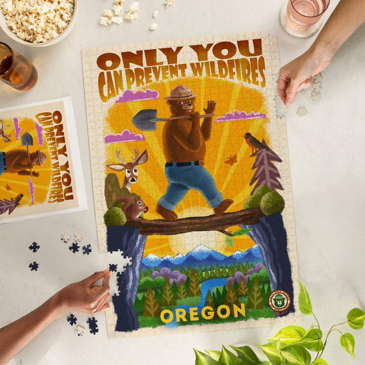 Oregon, Smokey Bear and Friends, Only You, Mid-Century Inspired, Officially Licensed, Jigsaw Puzzle Puzzle Lantern Press 