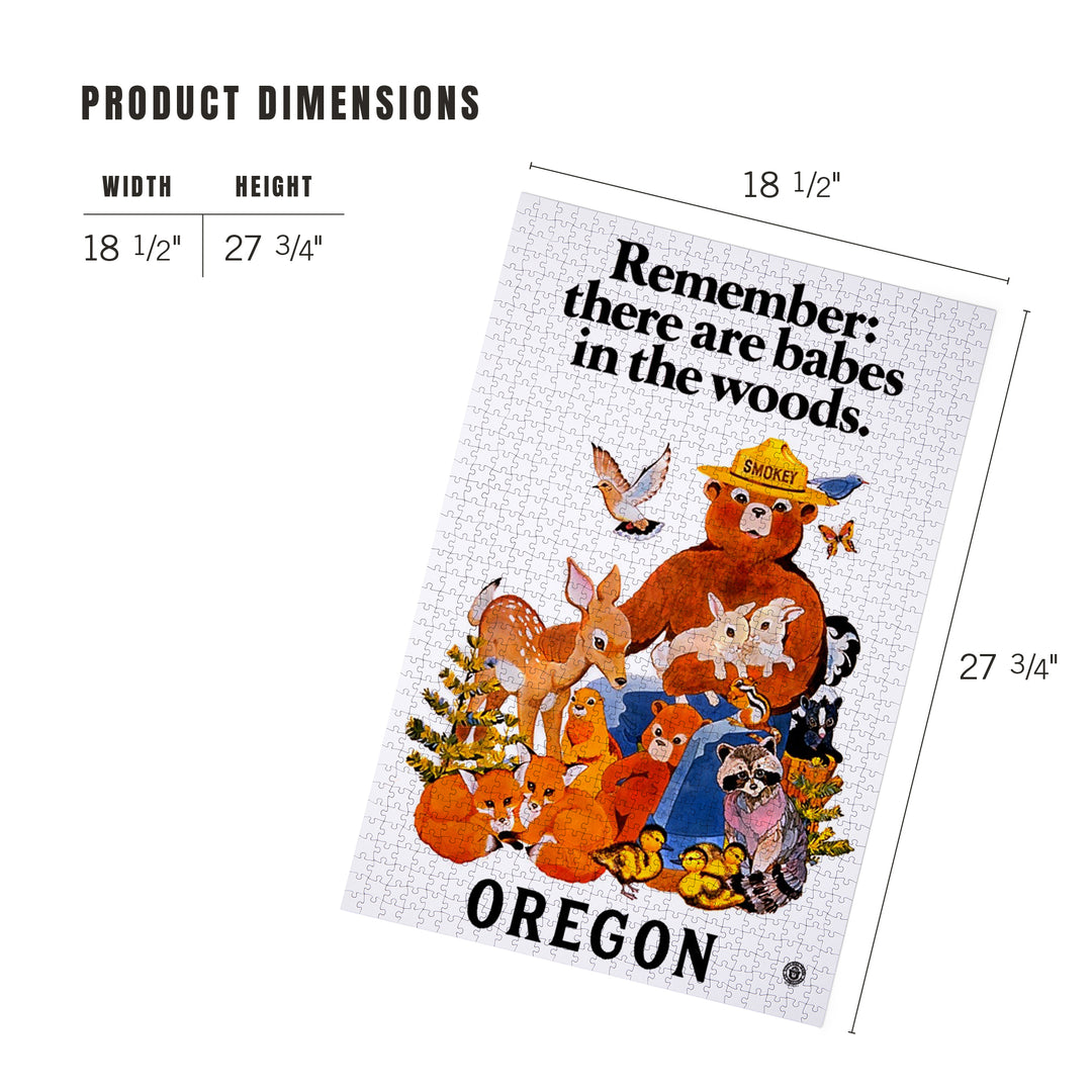 Oregon, Smokey Bear, Babes in the Woods, Officially Licensed, Jigsaw Puzzle Puzzle Lantern Press 