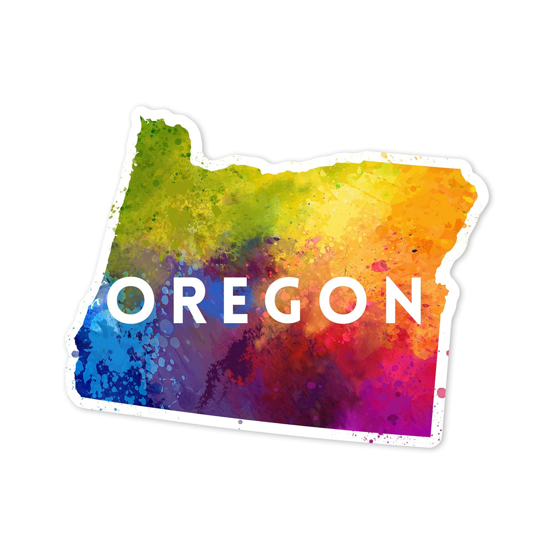 Oregon, State Abstract Watercolor, Contour, Lantern Press Artwork, Vinyl Sticker Sticker Lantern Press 