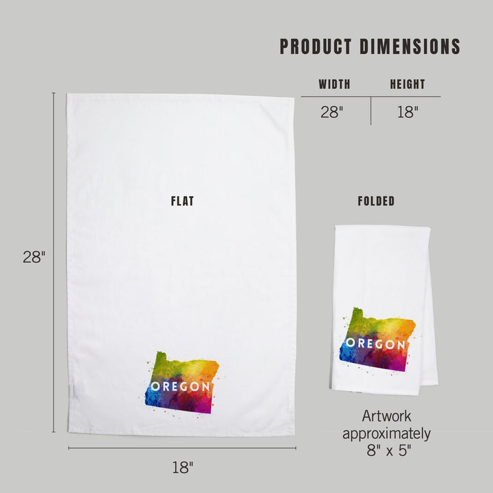 Oregon, State Abstract Watercolor, Contour, Organic Cotton Kitchen Tea Towels Kitchen Lantern Press 