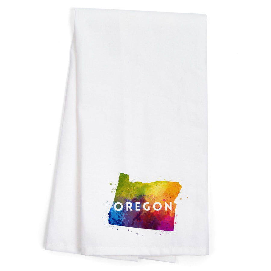 Oregon, State Abstract Watercolor, Contour, Organic Cotton Kitchen Tea Towels Kitchen Lantern Press 