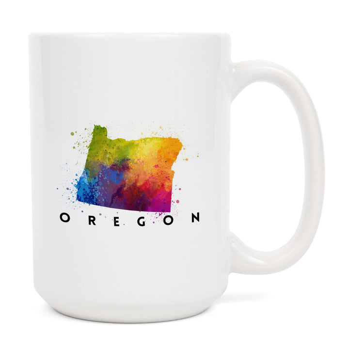 Oregon, State Abstract Watercolor, Lantern Press Artwork, Ceramic Mug Mugs Lantern Press 
