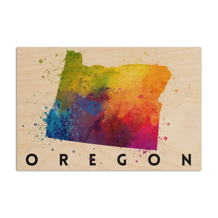 Oregon, State Abstract Watercolor, Lantern Press Artwork, Wood Signs and Postcards Wood Lantern Press 10 x 15 Wood Sign 