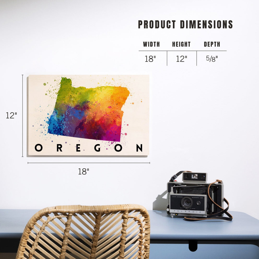 Oregon, State Abstract Watercolor, Lantern Press Artwork, Wood Signs and Postcards Wood Lantern Press 