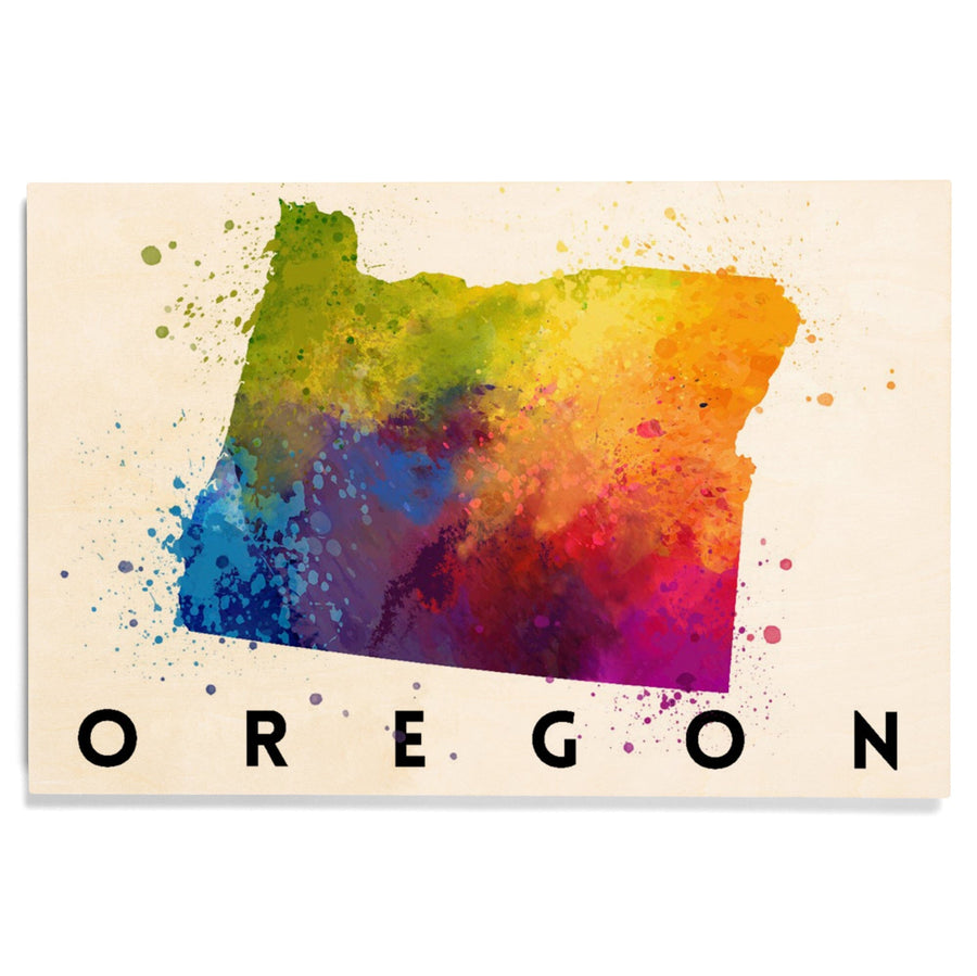 Oregon, State Abstract Watercolor, Lantern Press Artwork, Wood Signs and Postcards Wood Lantern Press 