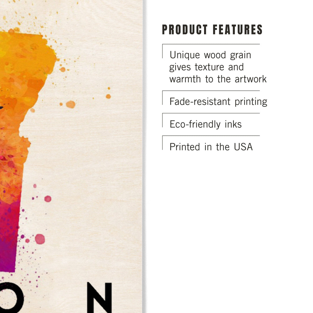 Oregon, State Abstract Watercolor, Lantern Press Artwork, Wood Signs and Postcards Wood Lantern Press 