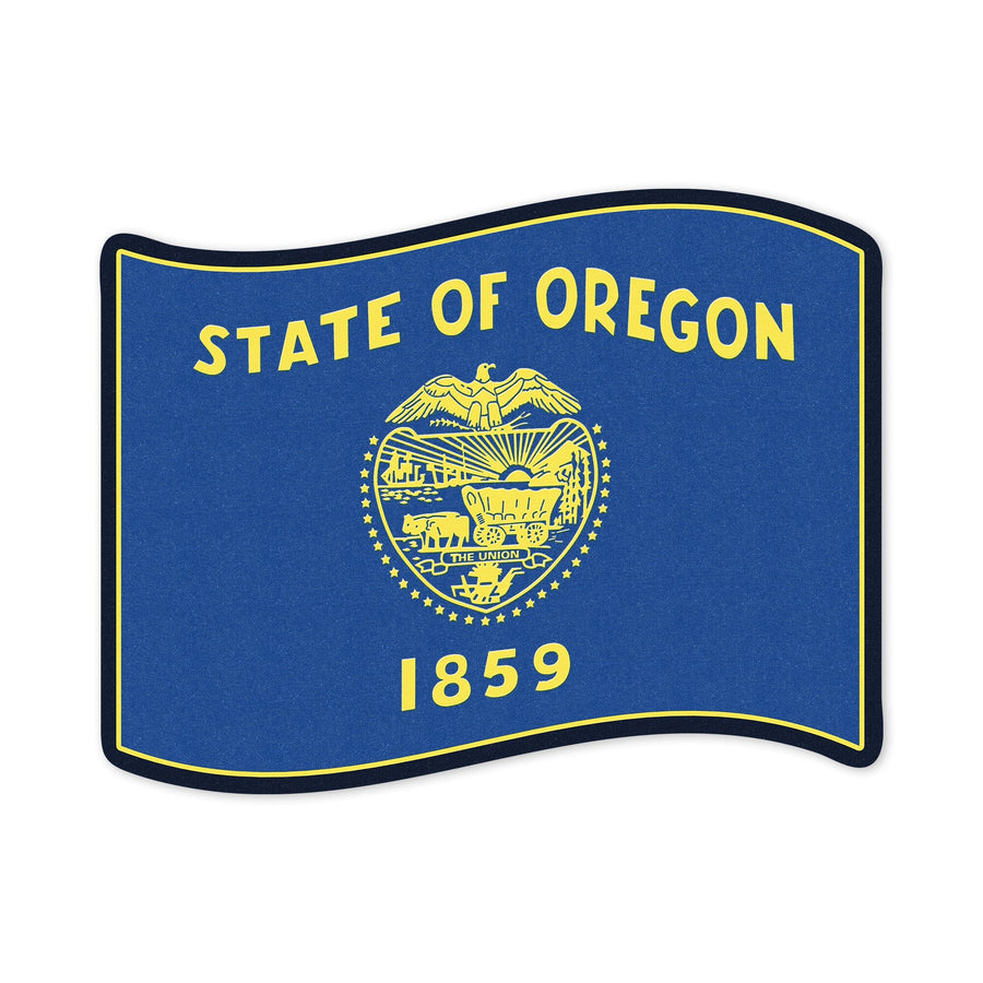 Oregon State Flag, Contour, Vinyl Sticker Sticker Lantern Press 