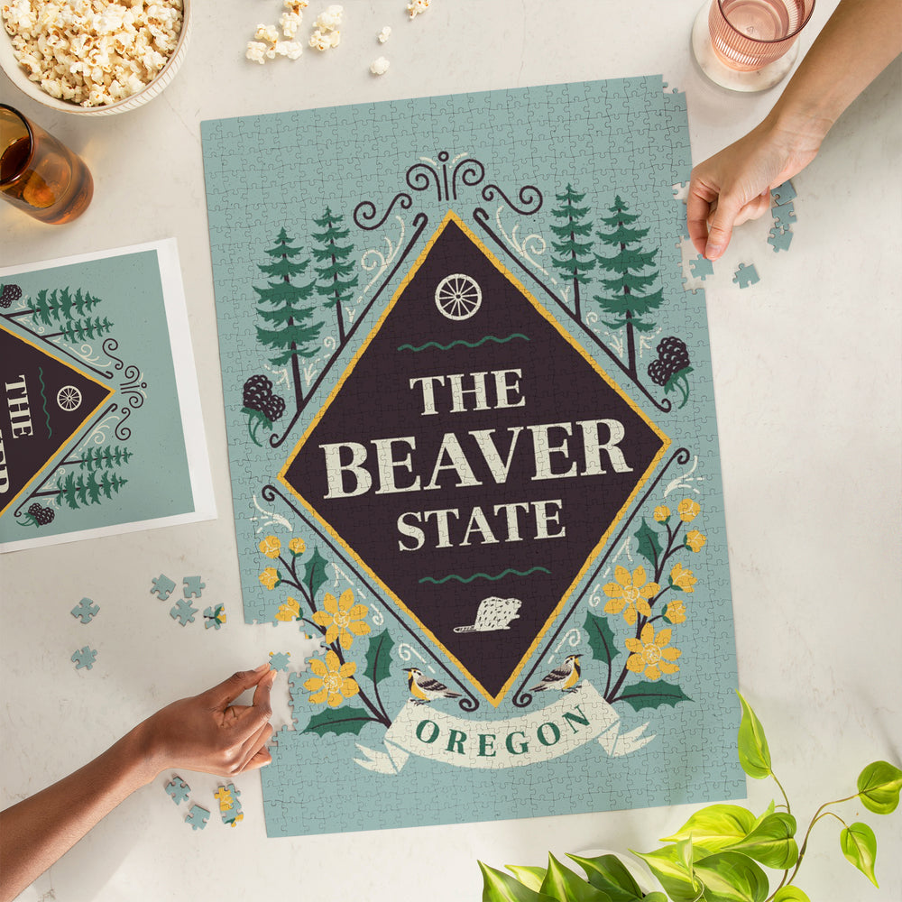 Oregon, State Motto Crest, State Series, Jigsaw Puzzle Puzzle Lantern Press 
