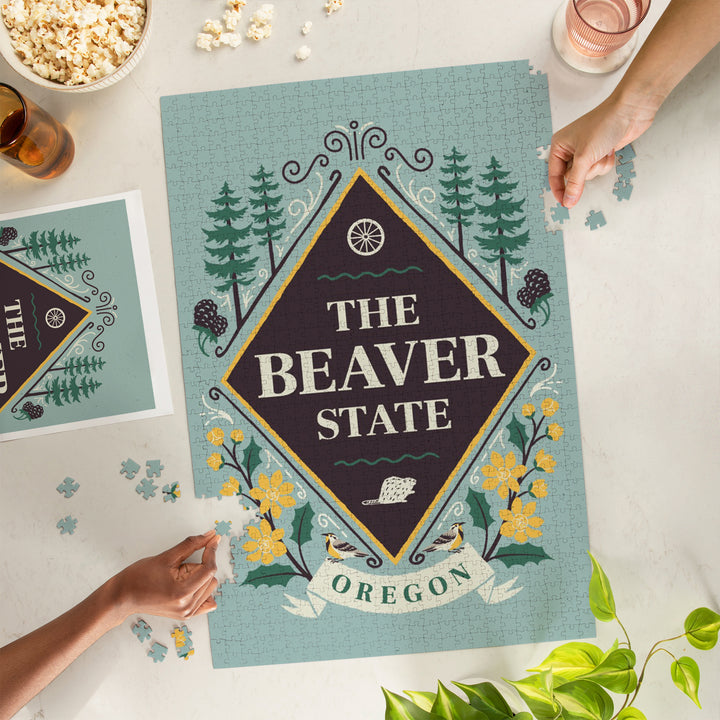 Oregon, State Motto Crest, State Series, Jigsaw Puzzle Puzzle Lantern Press 