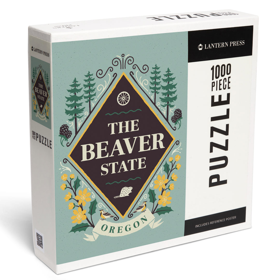 Oregon, State Motto Crest, State Series, Jigsaw Puzzle Puzzle Lantern Press 