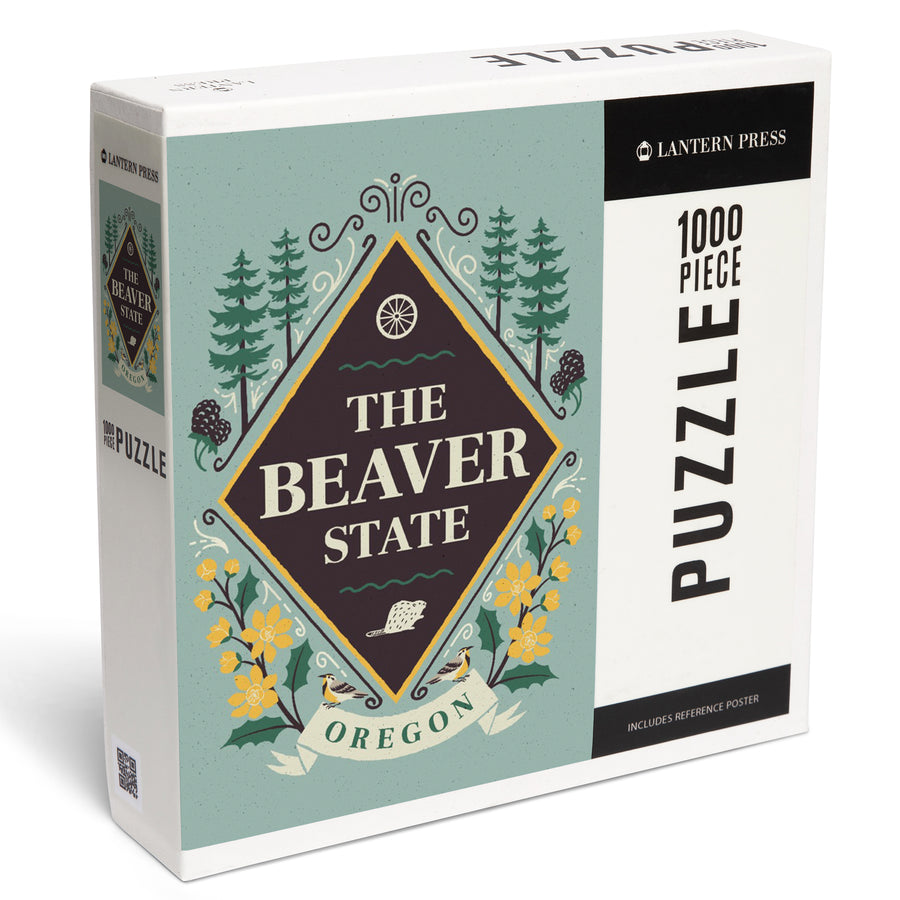 Oregon, State Motto Crest, State Series, Jigsaw Puzzle Puzzle Lantern Press 