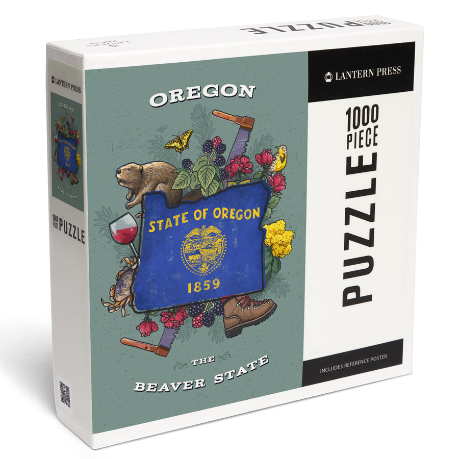 Oregon, State Treasure Trove, State Series, Jigsaw Puzzle Puzzle Lantern Press 