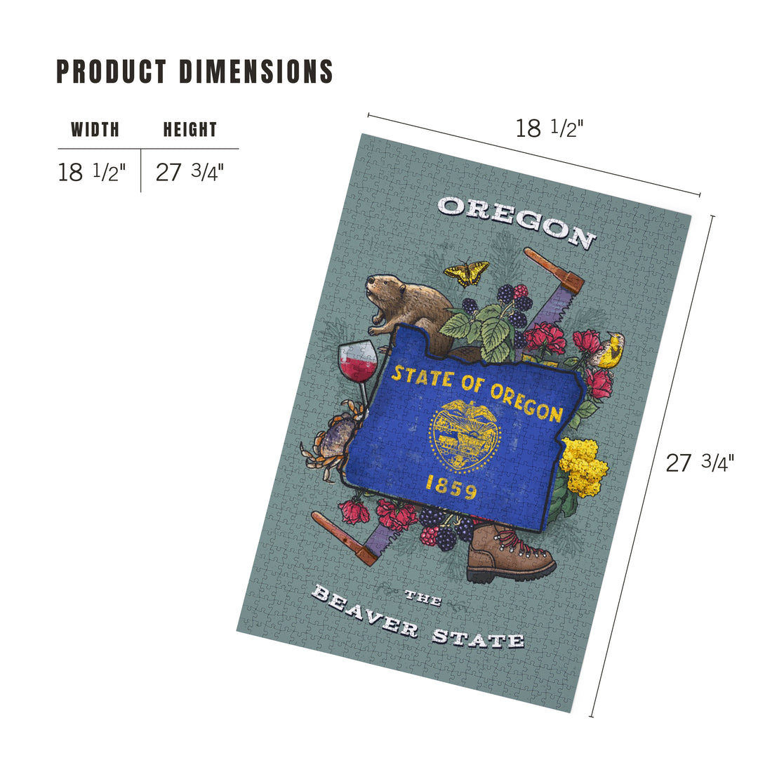 Oregon, State Treasure Trove, State Series, Jigsaw Puzzle Puzzle Lantern Press 