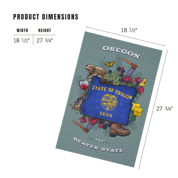 Oregon, State Treasure Trove, State Series, Jigsaw Puzzle Puzzle Lantern Press 