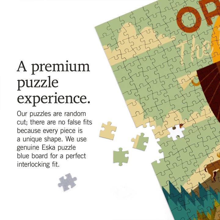 Oregon, The Beaver State, Geometric, Jigsaw Puzzle Puzzle Lantern Press 
