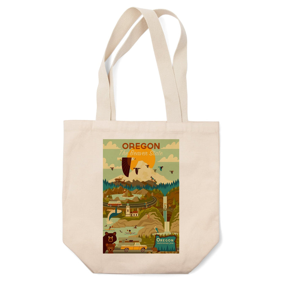 Oregon, The Beaver State, Geometric, Tote Bag Totes Lantern Press 